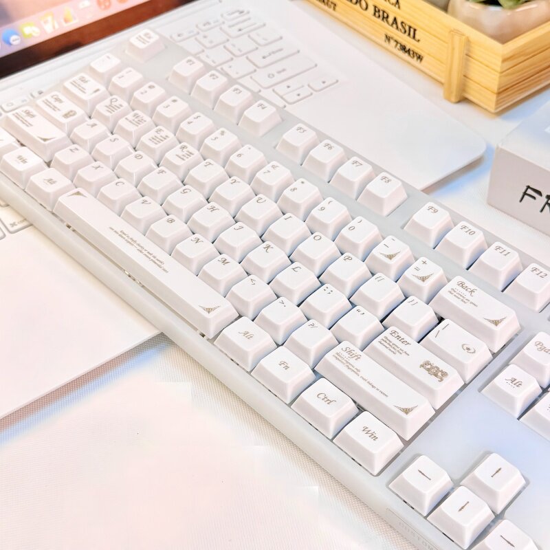 White Ceramic-Like PBT Keycap Set