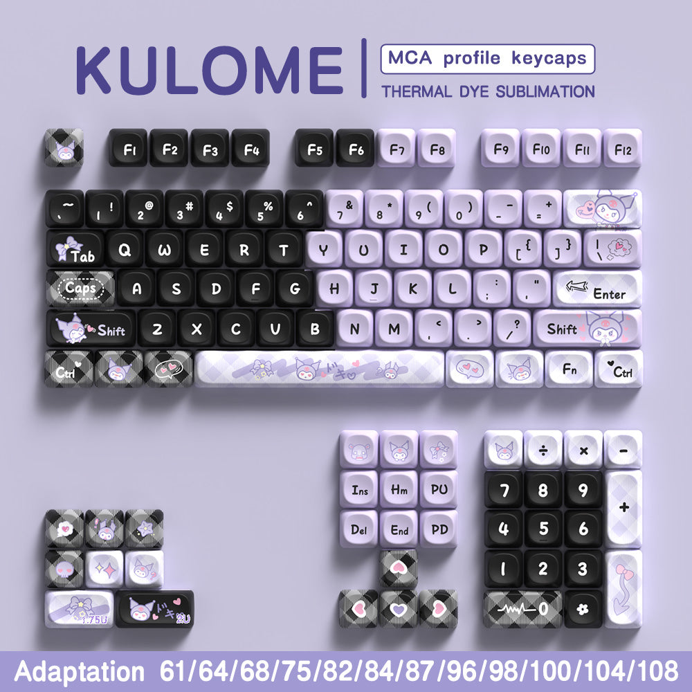 Kuromi PBT Keycap Set – 112 Keys, MOA Profile, Dye-Sub