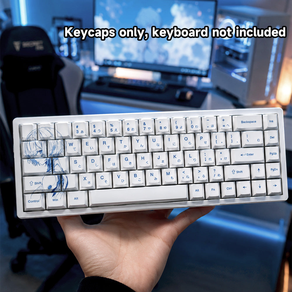 Rei Ayanami PBT Keycap Set – 129 Keys, Cherry Profile, Side Shine-Through