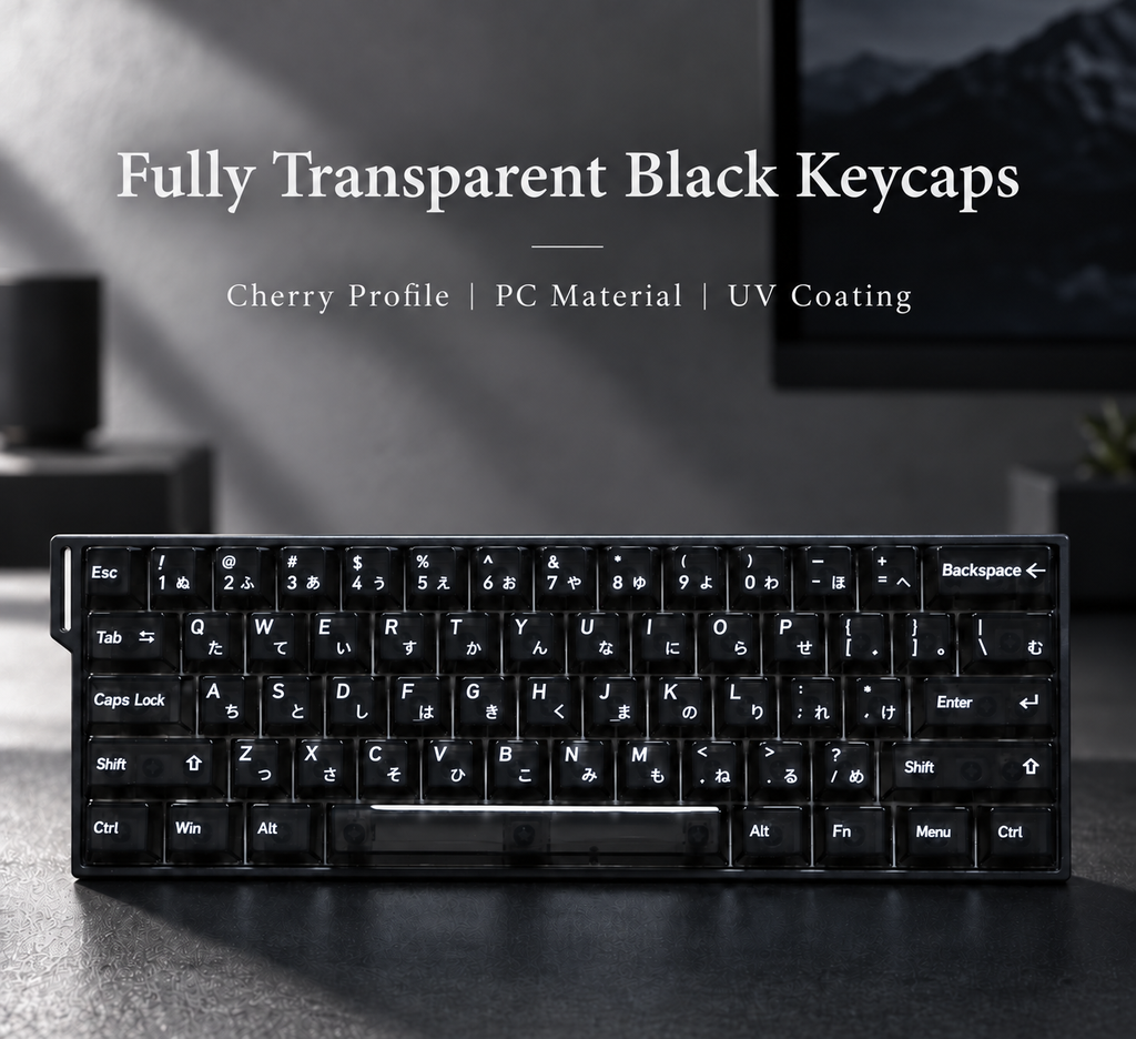 Transparent Black PC Keycap Set – 136 Keys, Cherry Profile