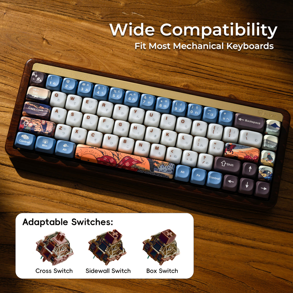 XVX Keycaps — Fugaku Musashi Ceramic Glaze PBT+PC Set, 132 Keys