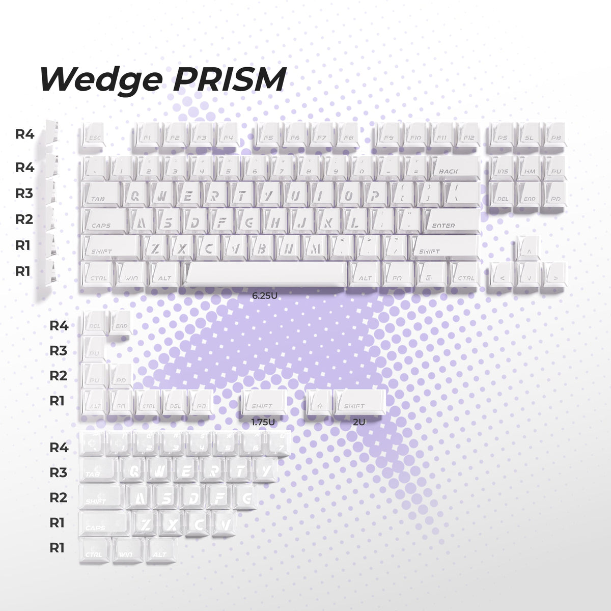 XVX Keycaps Shine Through — Wedge PRISM ABS Double-Shot Base + Frost PC Kit