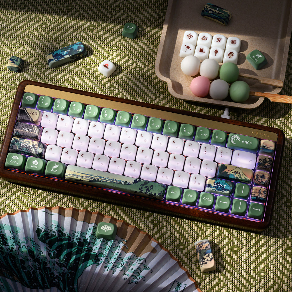 XVX Keycaps — Fugaku Shichirigahama Ceramic Glaze PBT+PC Set, 129 Keys