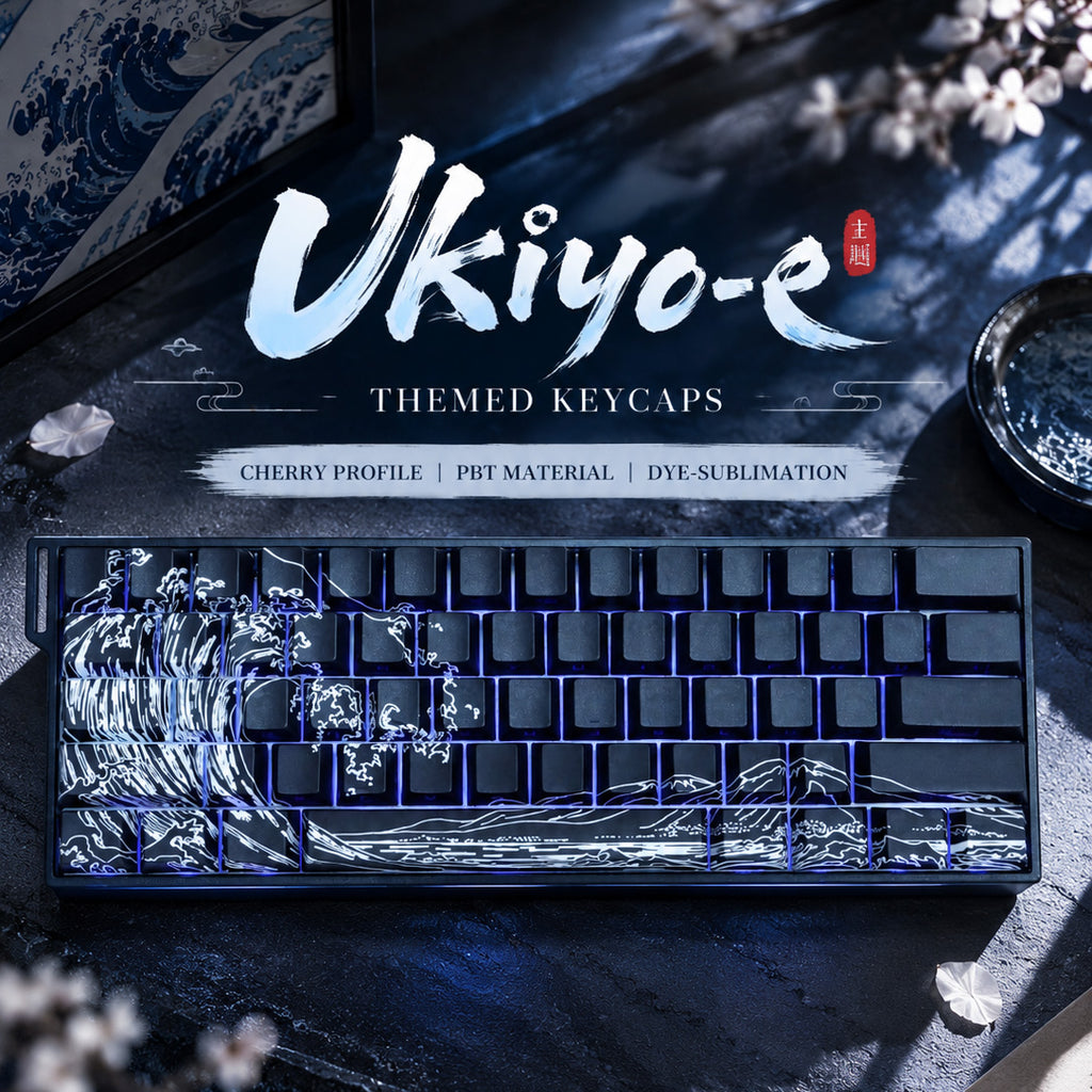 New Ukiyo-e PBT Keycap Set – 129 Keys, Cherry Profile, Side Shine-Through