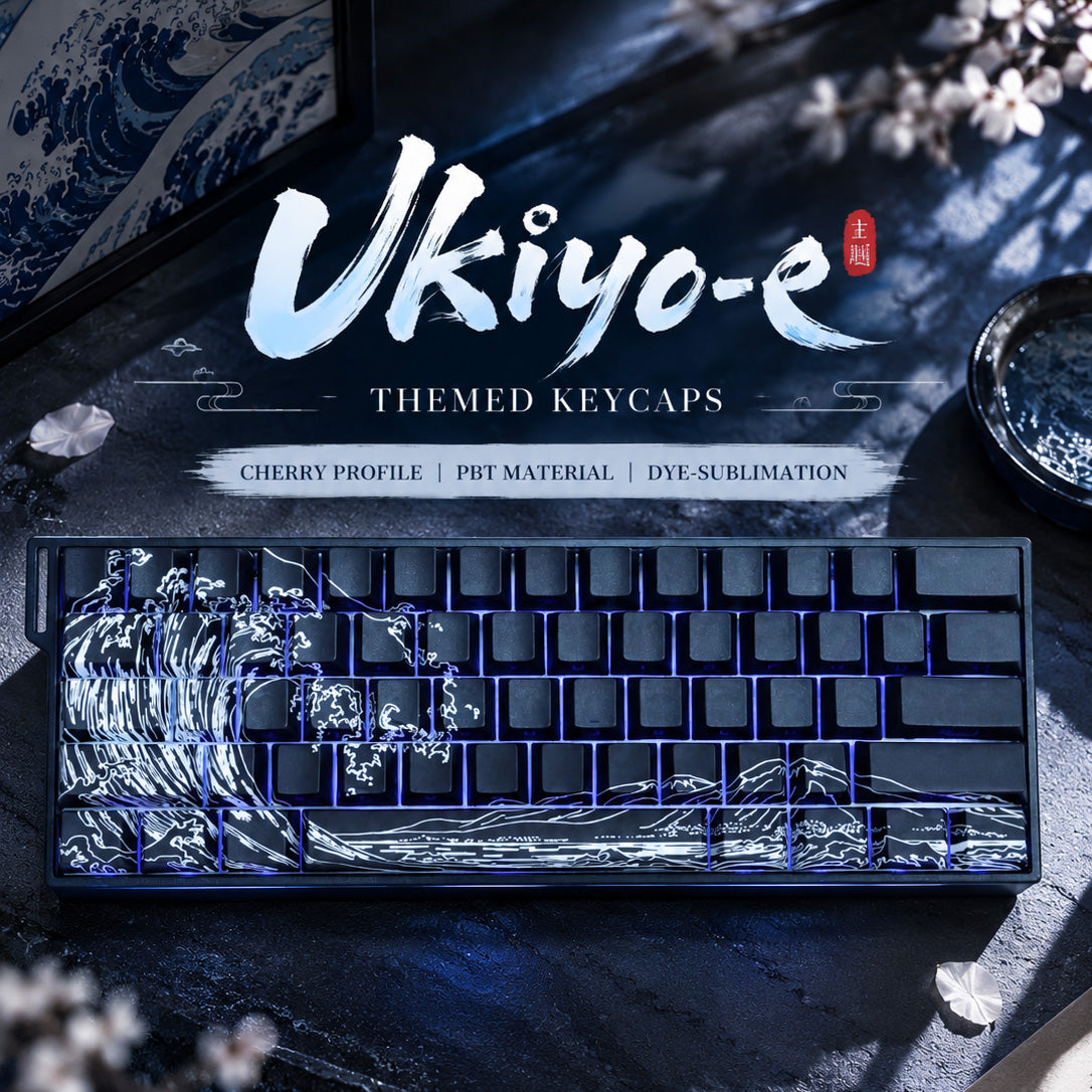 New Ukiyo-e PBT Keycap Set – 129 Keys, Cherry Profile, Side Shine-Through
