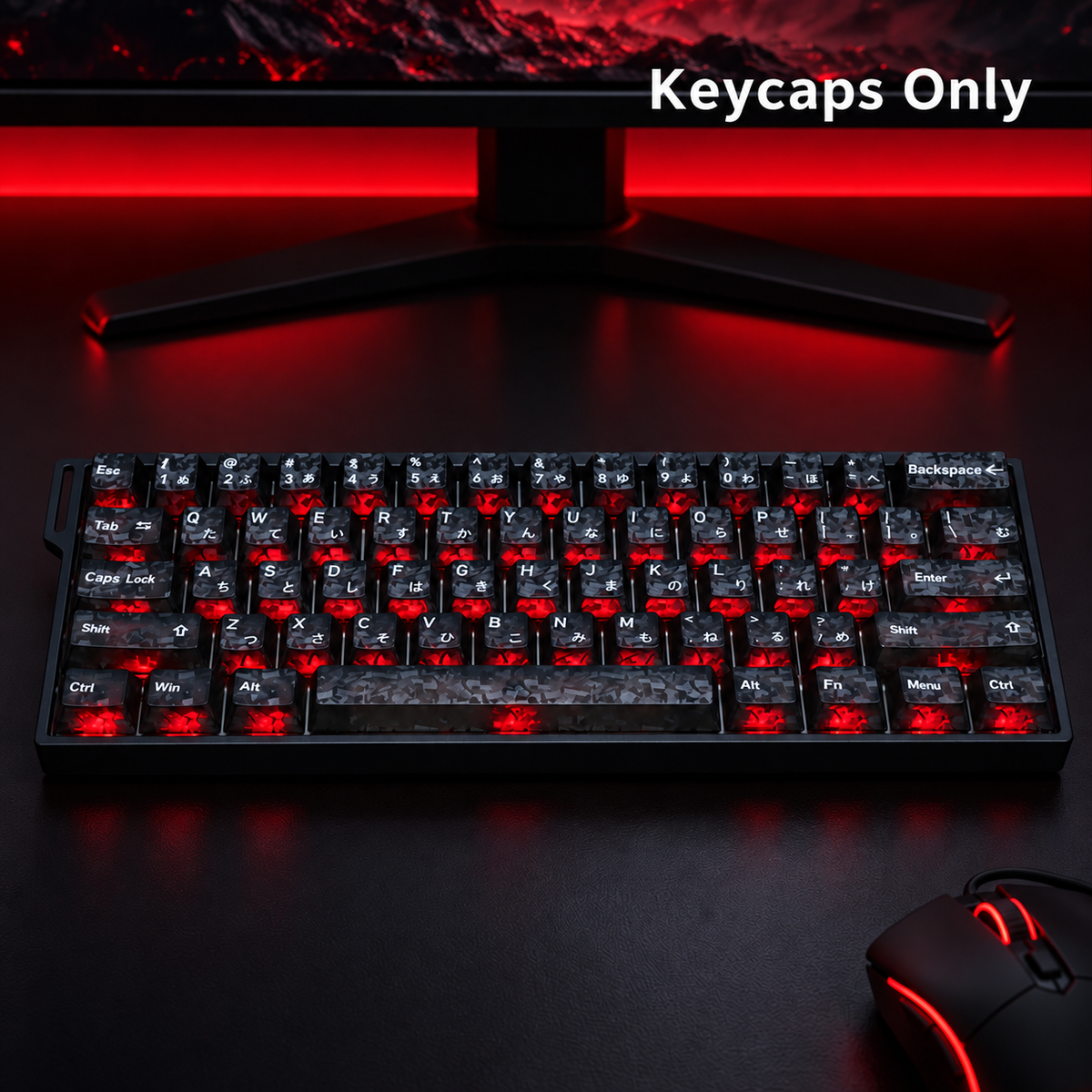 Black Carbon Fibre Pattern PC Keycap Set – 136 Keys, Cherry Profile