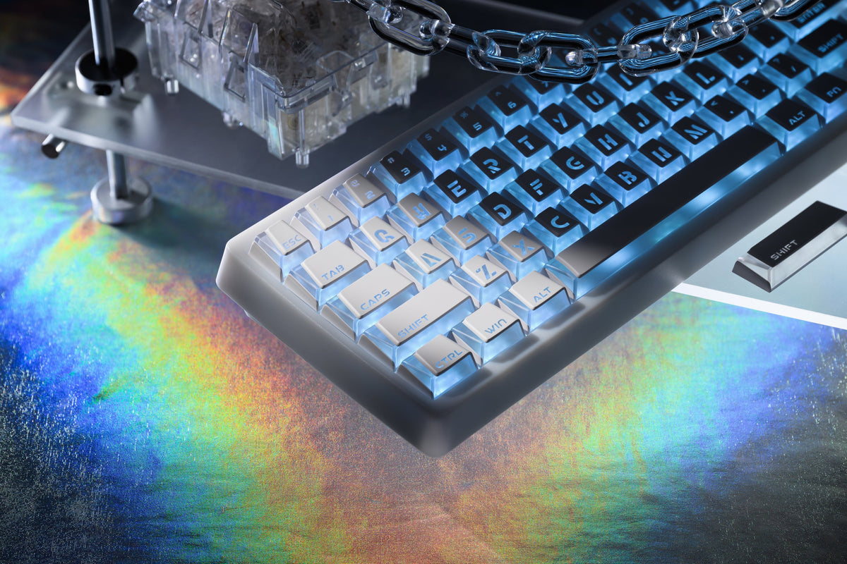XVX Keycaps Shine Through — Wedge PRISM ABS Double-Shot Base + Frost PC Kit