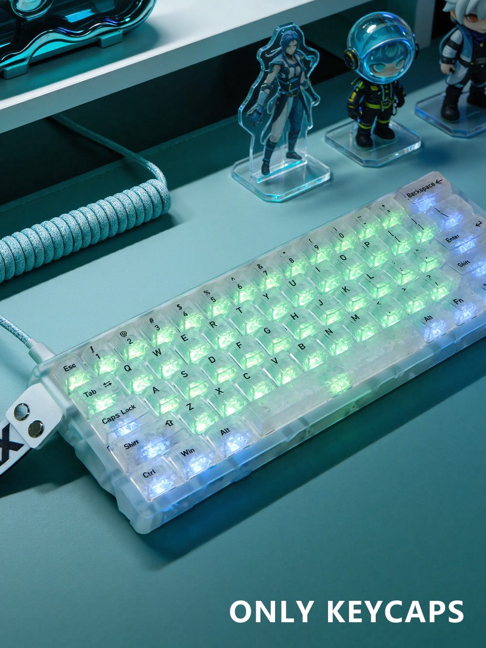 White Carbon Fibre Pattern PC Keycap Set – 136 Keys, Cherry Profile
