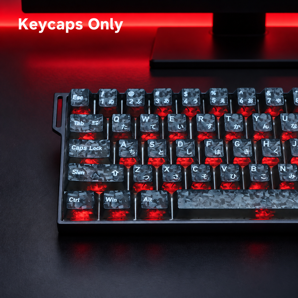 Black Carbon Fibre Pattern PC Keycap Set – 136 Keys, Cherry Profile