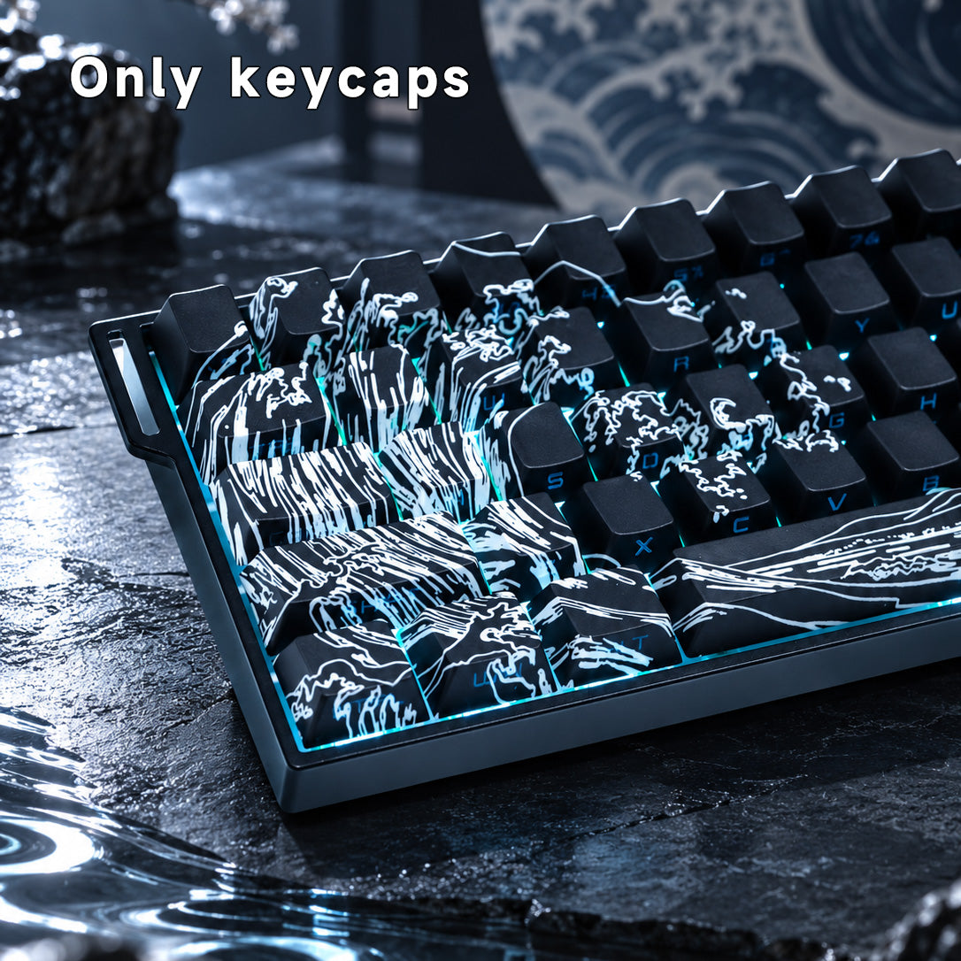 New Ukiyo-e PBT Keycap Set – 129 Keys, Cherry Profile, Side Shine-Through