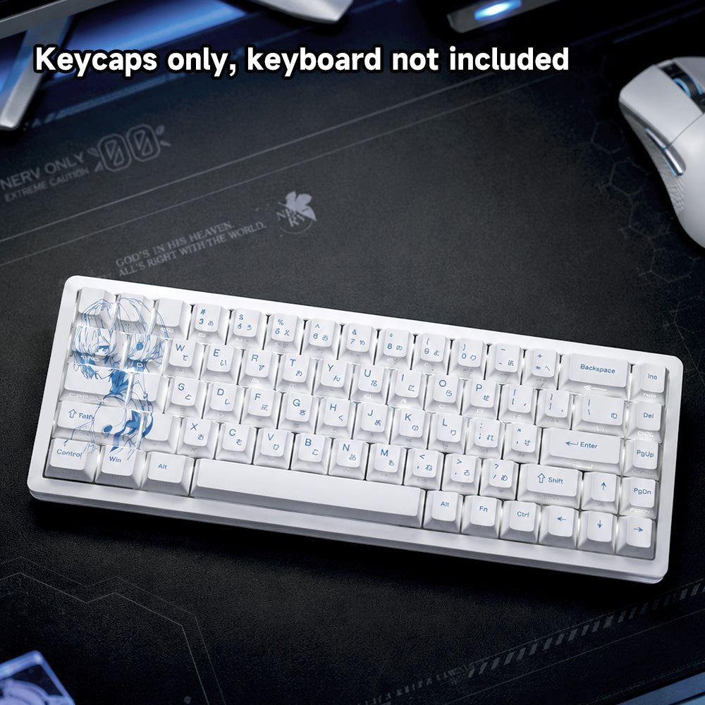 Rei Ayanami PBT Keycap Set – 129 Keys, Cherry Profile, Side Shine-Through