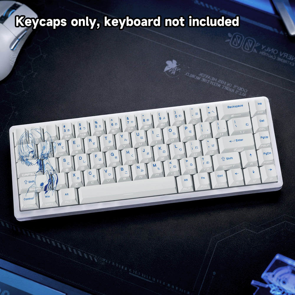 Rei Ayanami PBT Keycap Set – 129 Keys, Cherry Profile, Side Shine-Through