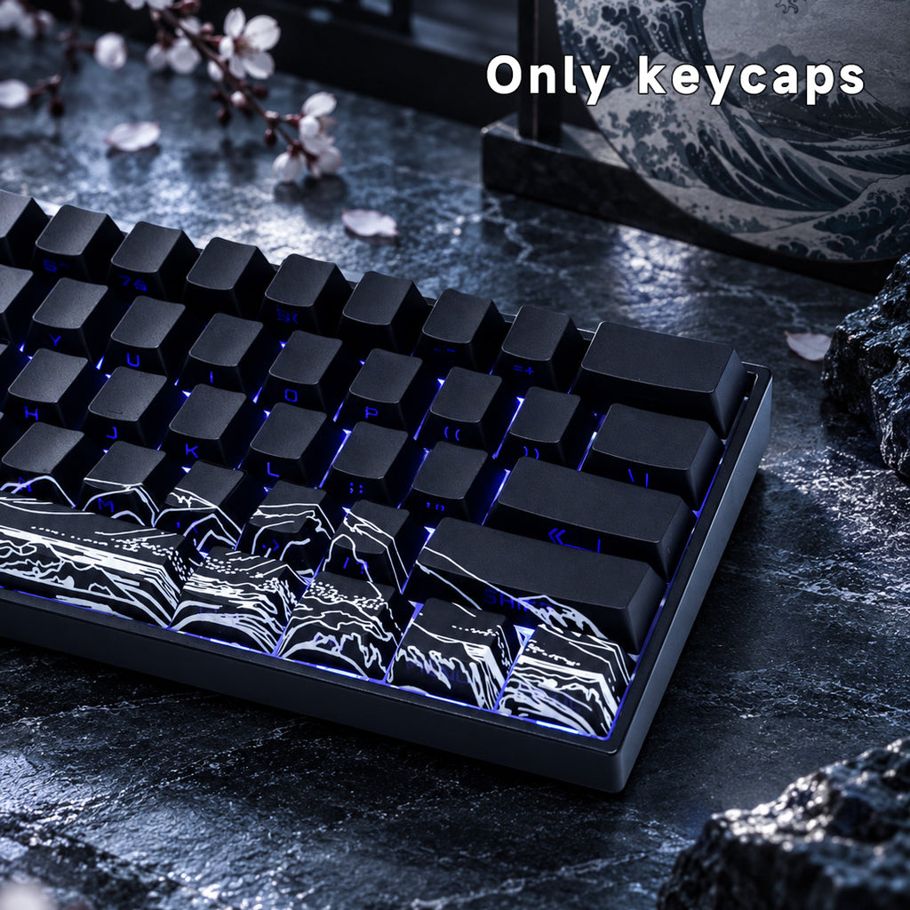 New Ukiyo-e PBT Keycap Set – 129 Keys, Cherry Profile, Side Shine-Through