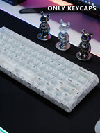 White Carbon Fibre Pattern PC Keycap Set – 136 Keys, Cherry Profile