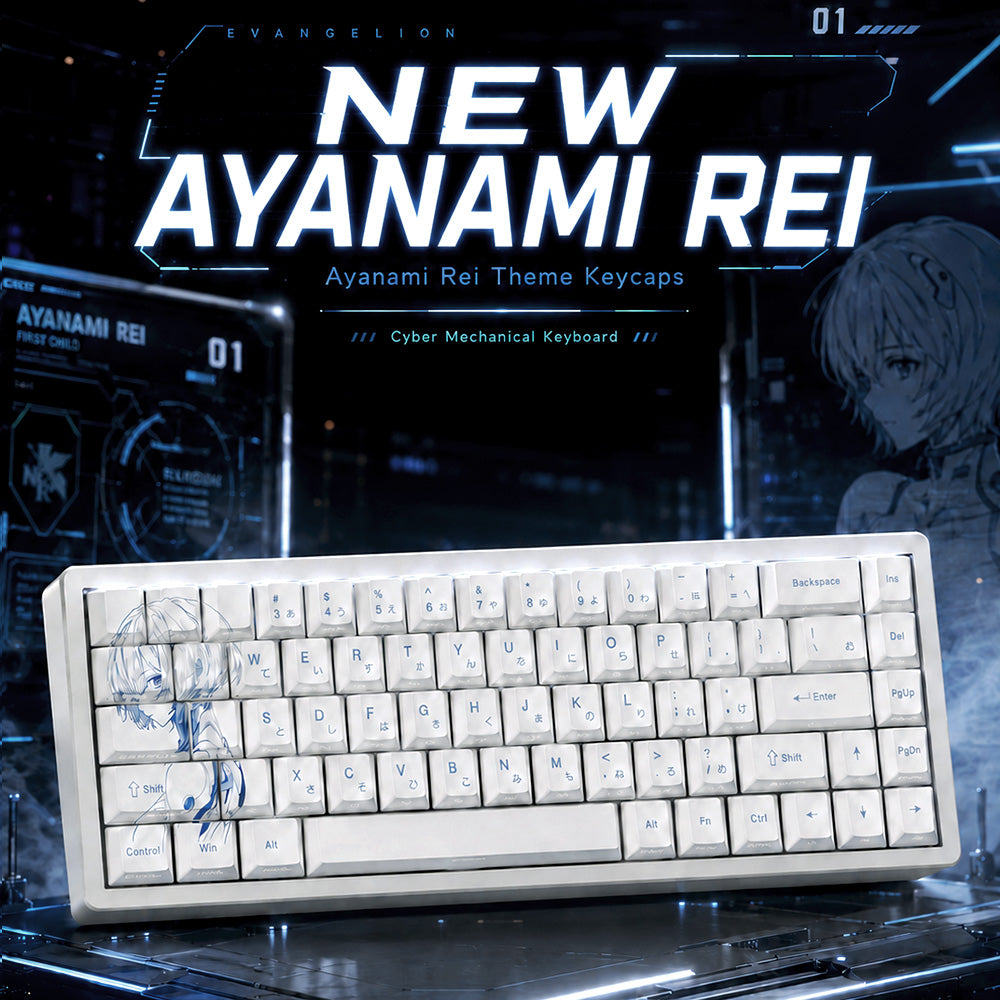 Rei Ayanami PBT Keycap Set – 129 Keys, Cherry Profile, Side Shine-Through