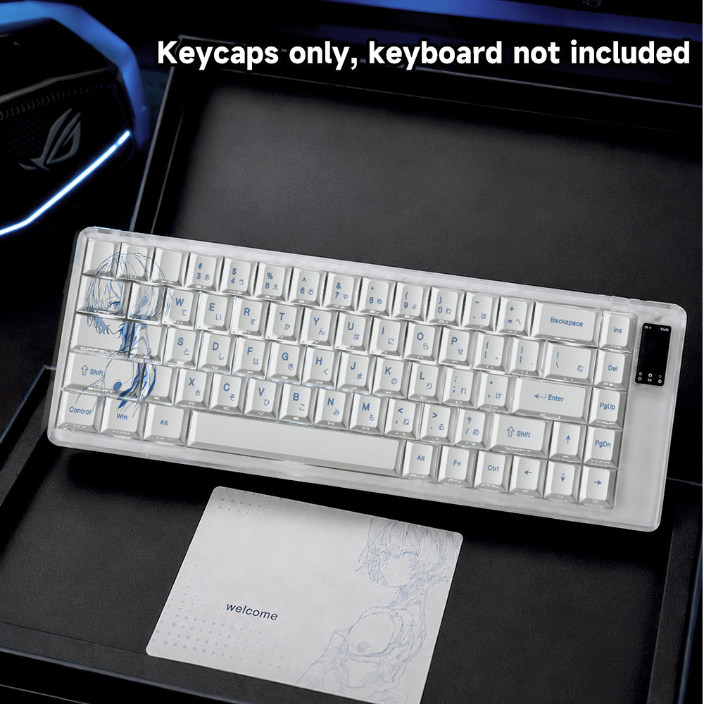 Rei Ayanami PBT Keycap Set – 129 Keys, Cherry Profile, Side Shine-Through