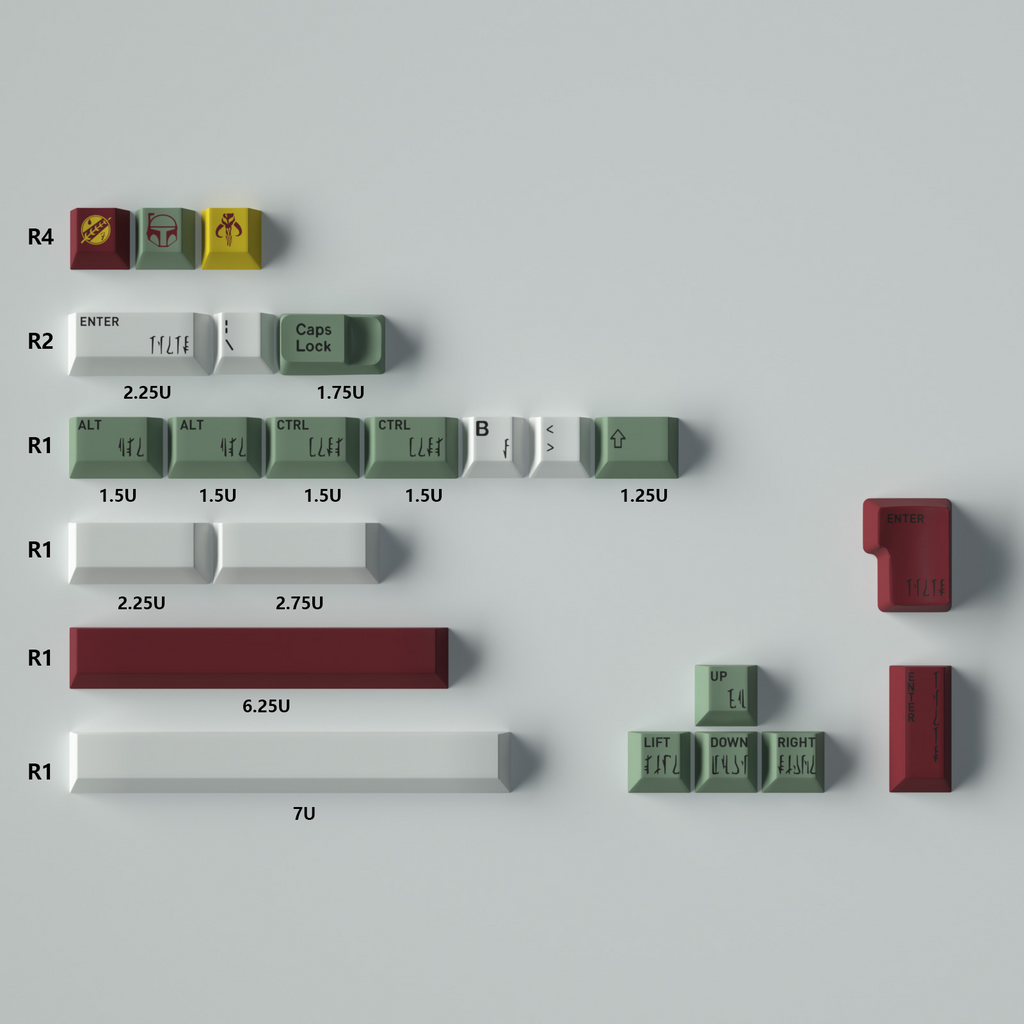 StarWars Boba Fett-GMK Inspired PBT Keycap Set