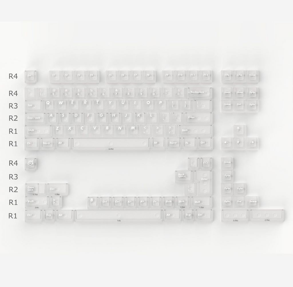 White Foggy Transparent Keycap Set – Cherry Profile PC 122 Keys