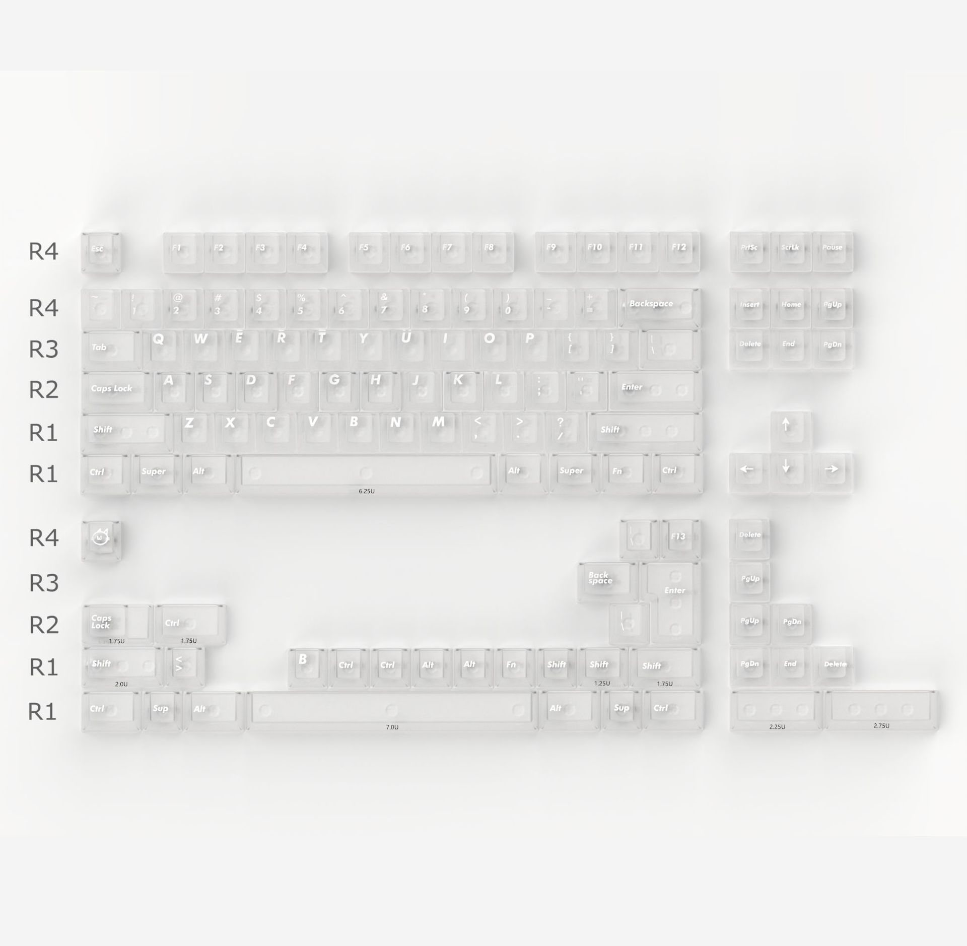 White Foggy Transparent Keycap Set – Cherry Profile PC 122 Keys