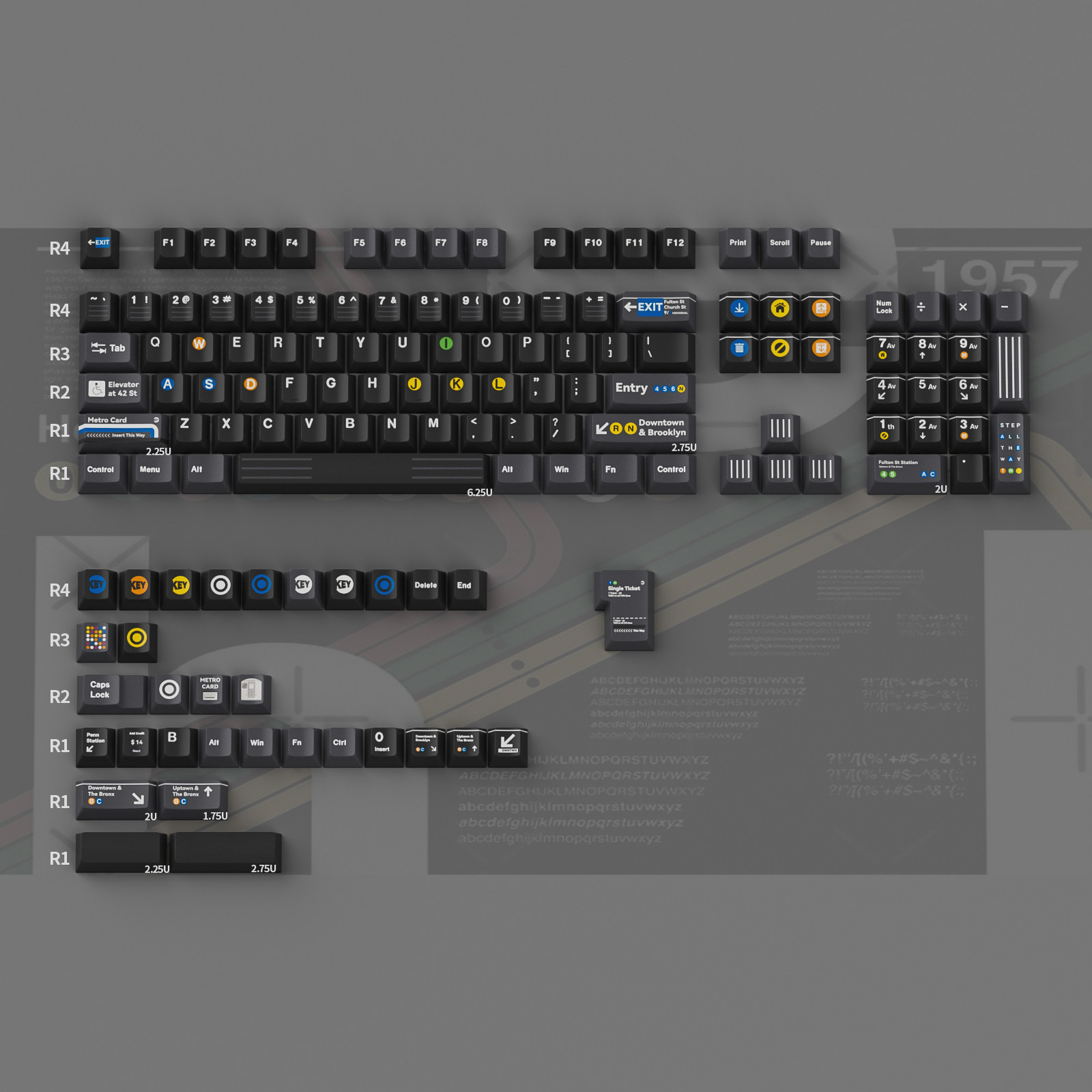 New York Subway Cherry PBT Keycap Set – 136 Keys