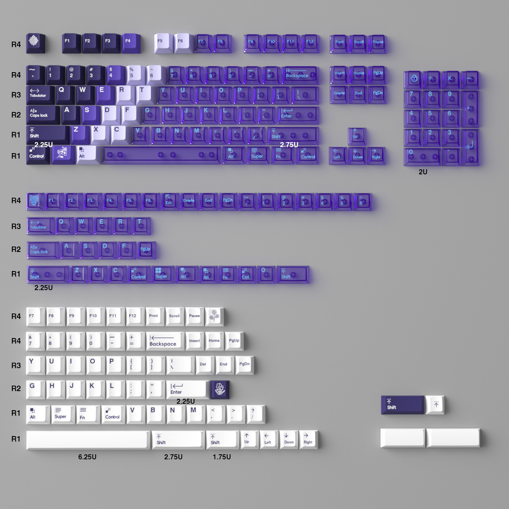Lilac Gradient PBT/PC Keycaps – Cherry Profile (207 Keys)