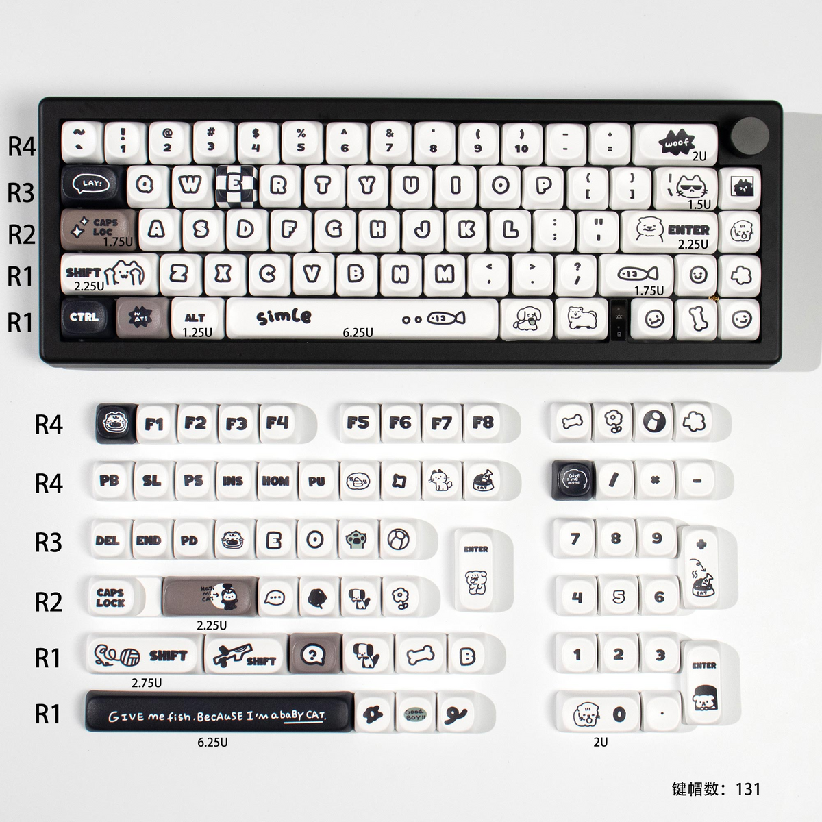 Cat & Dog MOA PBT Keycaps – Dye-Sub (131 Keys) | Keyora