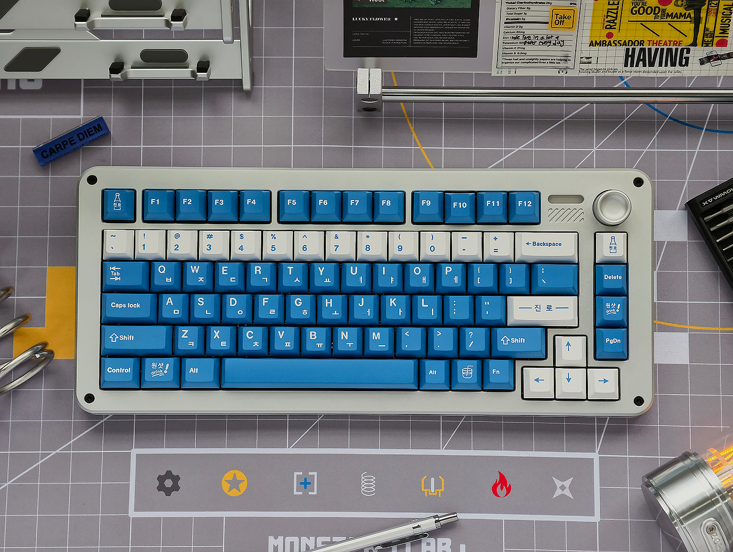 Blue Soju Korean Cherry PBT Keycap Set – 136 Keys