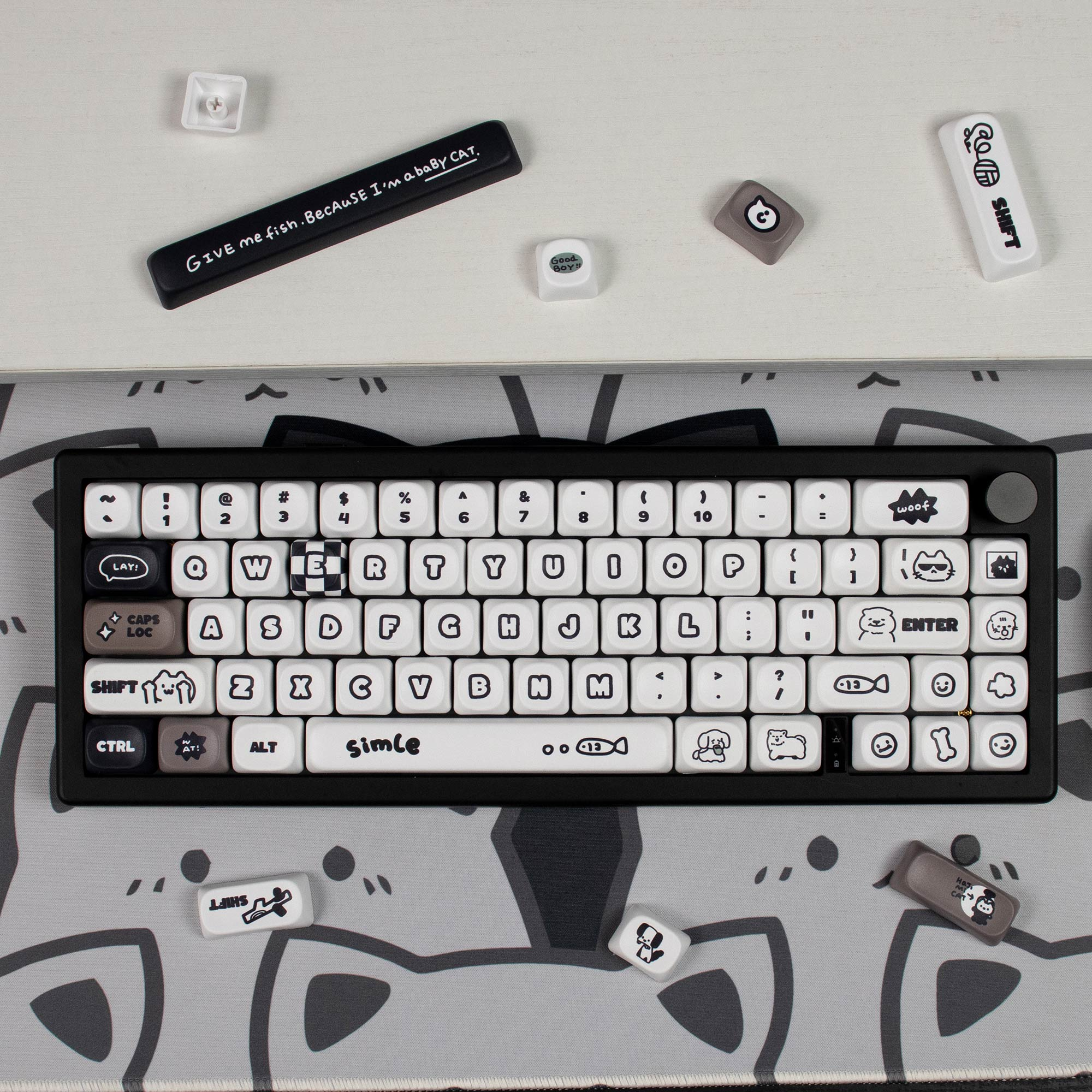 Cat & Dog MOA PBT Keycaps – Dye-Sub (131 Keys)