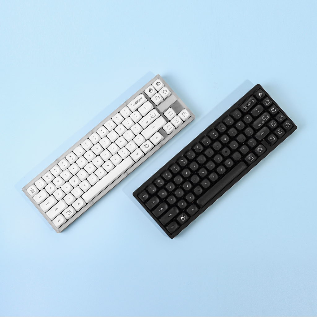 White Ghost PBT Keycap Set — 124-Key MOA Profile, Dye-Sub