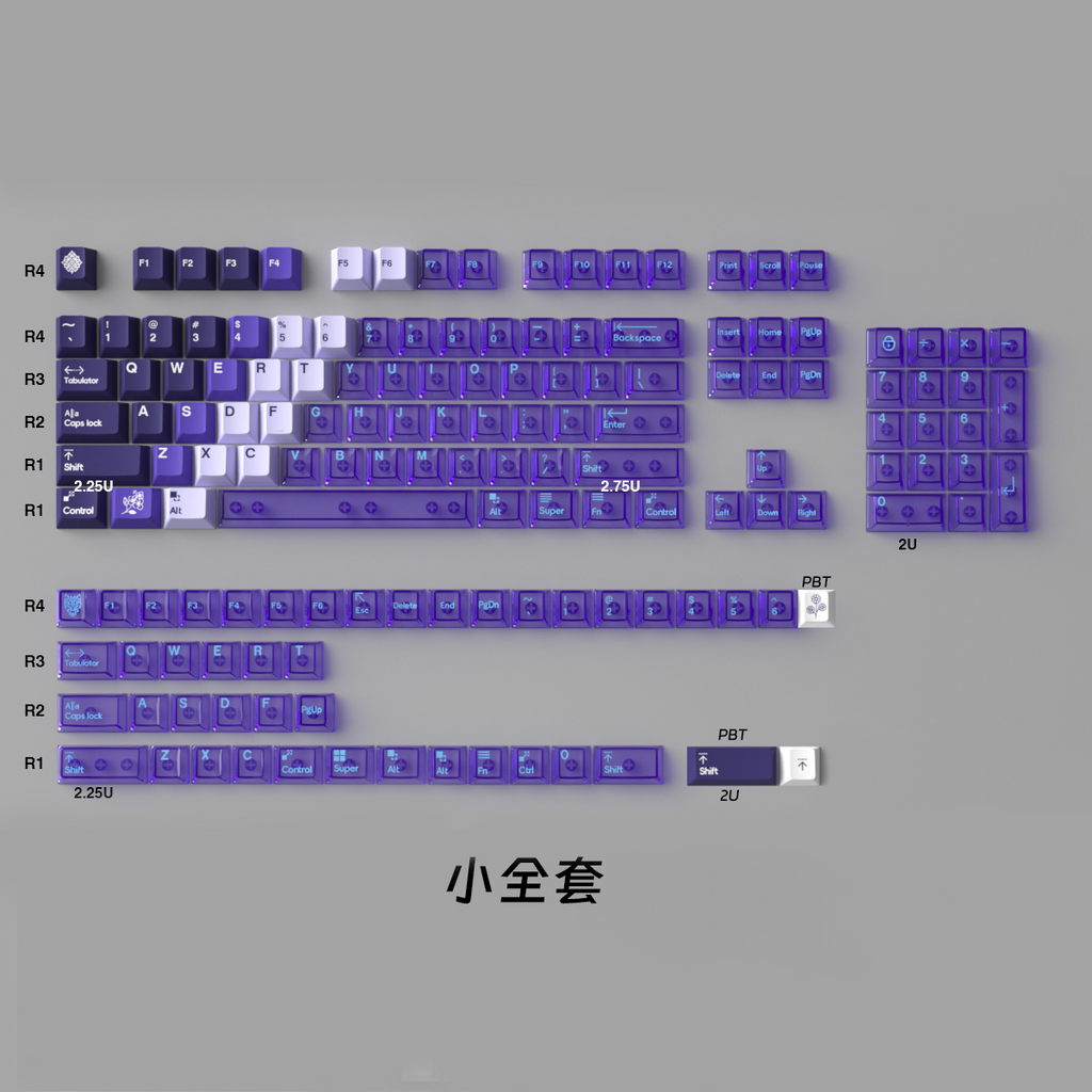 Lilac Gradient PBT/PC Keycaps – Cherry Profile (207 Keys)