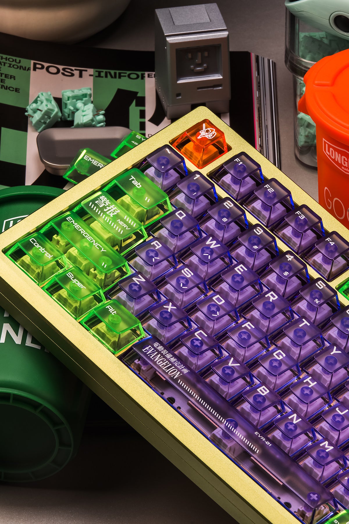 EVA Purple Unit-01 Matte PC Keycaps – UV-Reflective, Cherry Profile