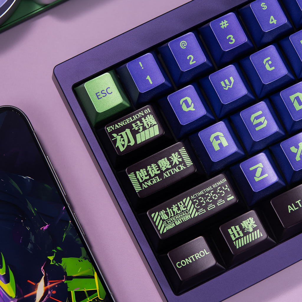 EVA UNIT-01 Cherry Metallic PBT Keycap Set – 122 Keys