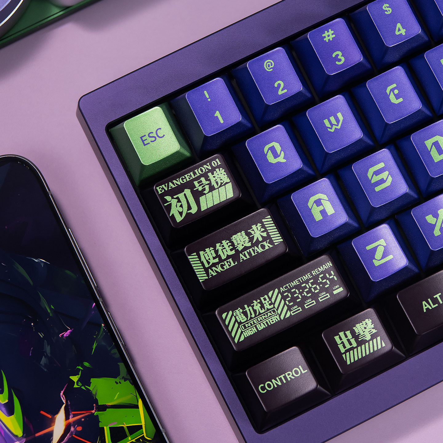 EVA UNIT-01 Cherry Metallic PBT Keycap Set – 122 Keys