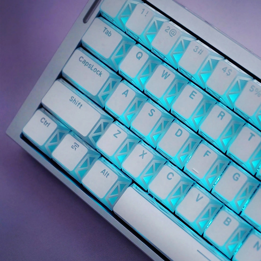 XVX PRISM Refraction PBT Keycaps for Mechanical Keyboard – Cherry Profile, Side-Printed Shine-Through RGB
