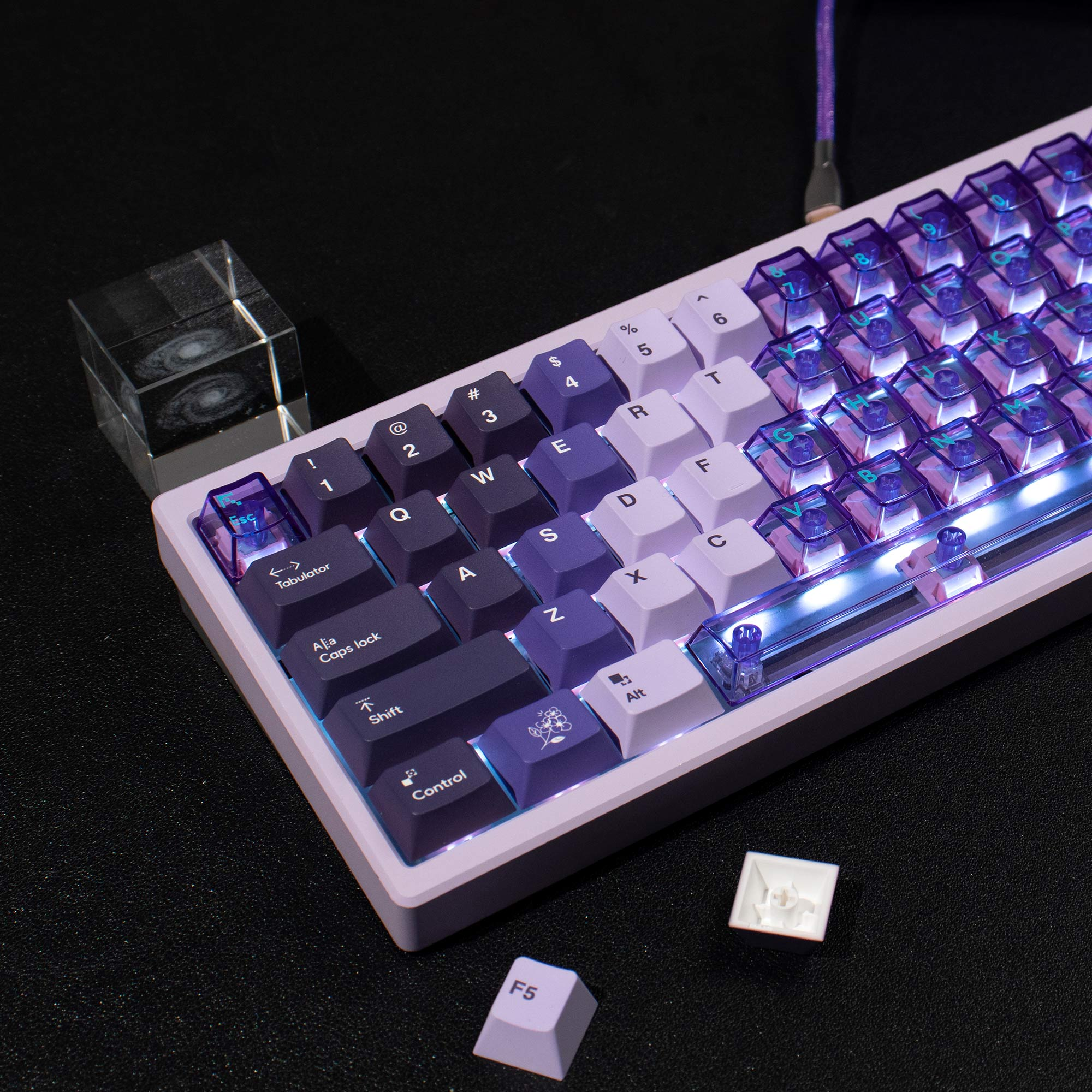 Lilac Gradient PBT/PC Keycaps – Cherry Profile (207 Keys)