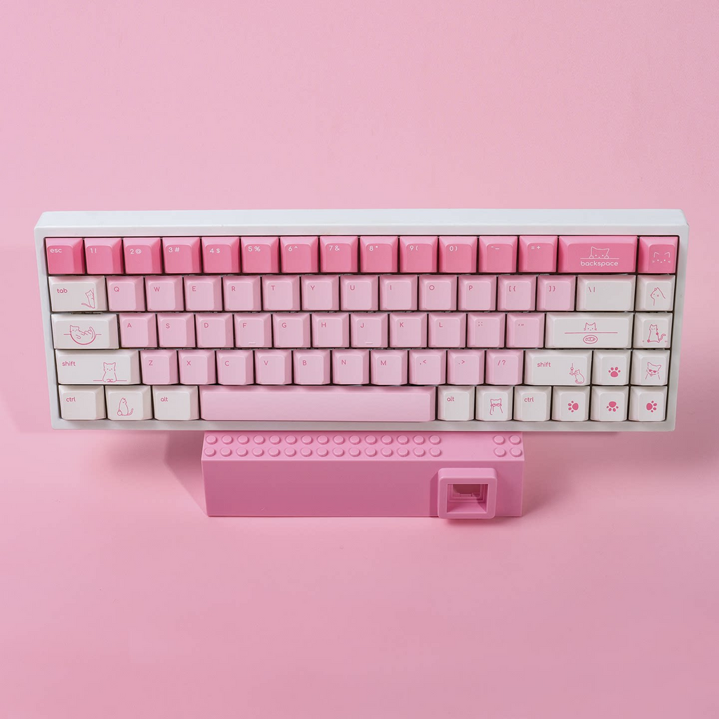 Pink Cat PBT Keycap Set — 137-Key Cherry Profile, Five-Sided Dye-Sub
