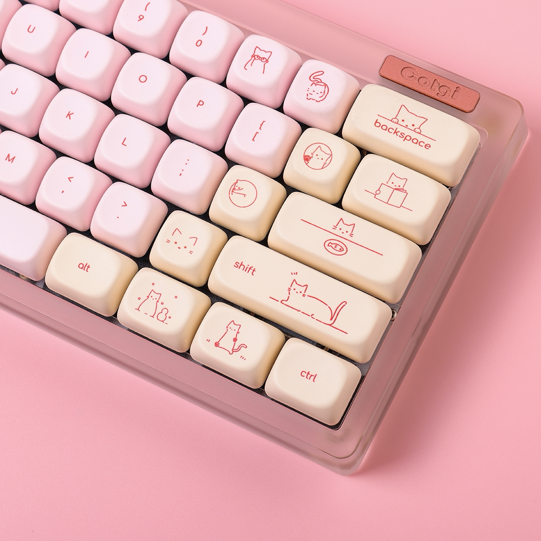 Pink Kitten MOA PBT keycap set