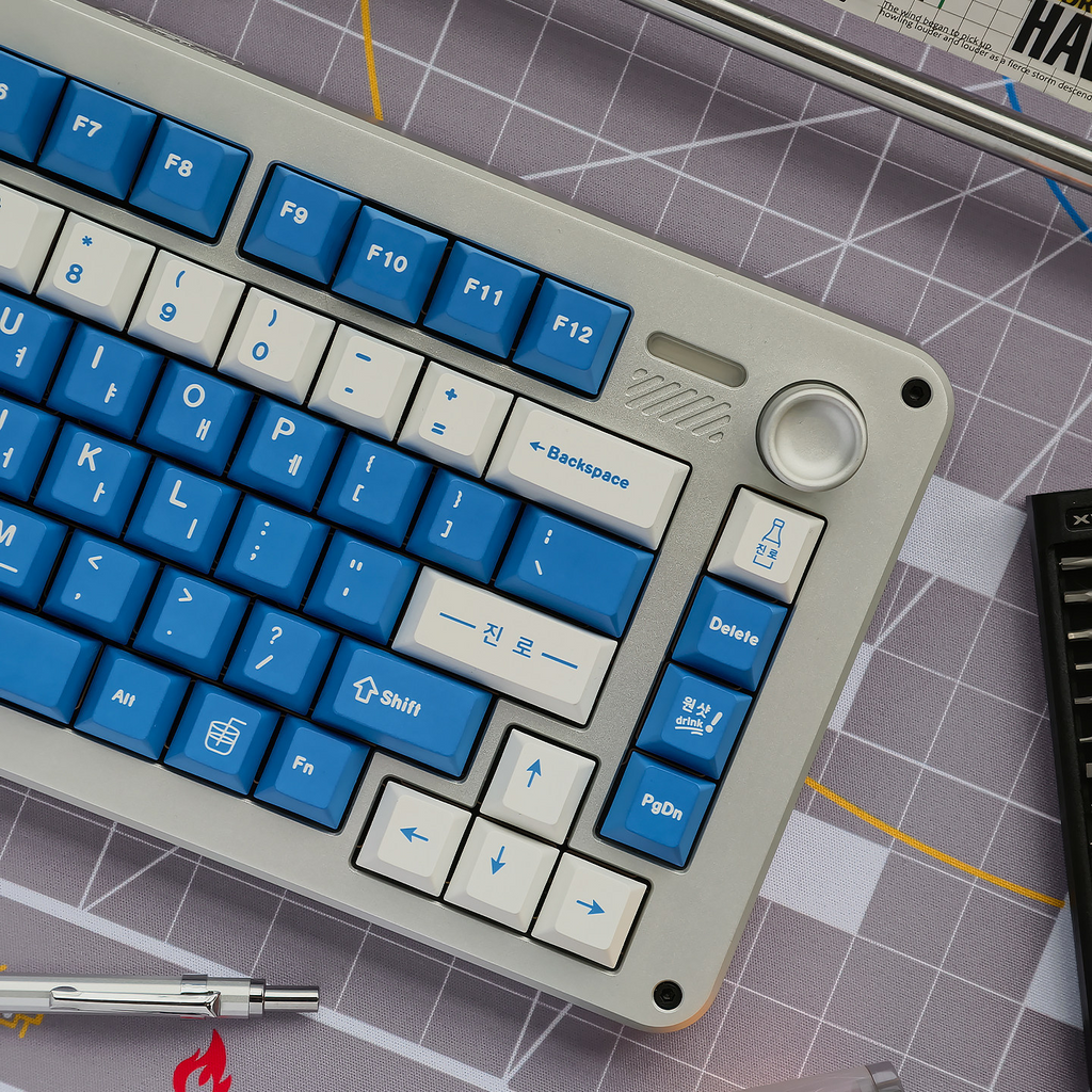 Blue Soju Korean Cherry PBT Keycap Set – 136 Keys
