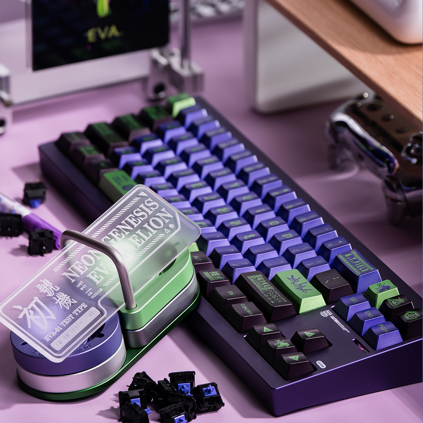EVA UNIT-01 Cherry Metallic PBT Keycap Set – 122 Keys