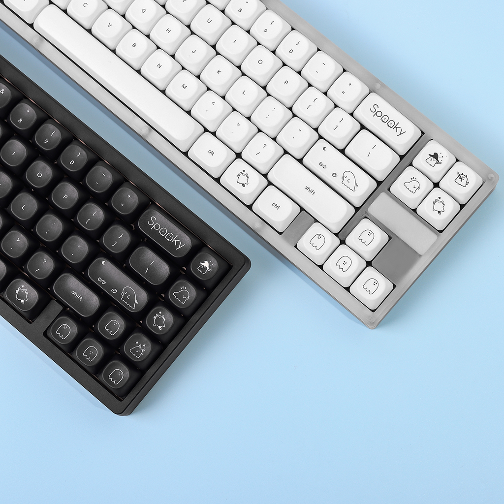 White Ghost PBT Keycap Set — 124-Key MOA Profile, Dye-Sub