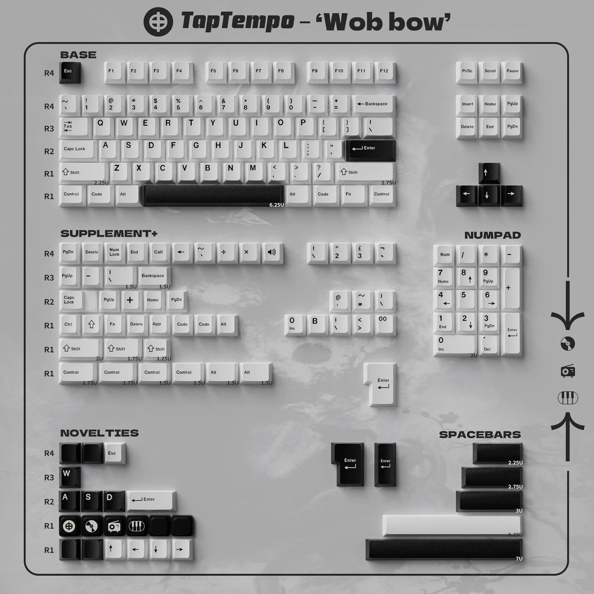 BOW Minimalist Double-Shot PBT Keycap Set — 180 Keys, Cherry Profile
