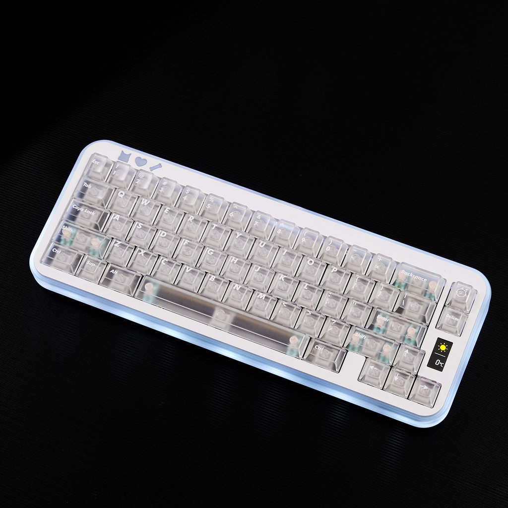 White Foggy Transparent Keycap Set – Cherry Profile PC 122 Keys