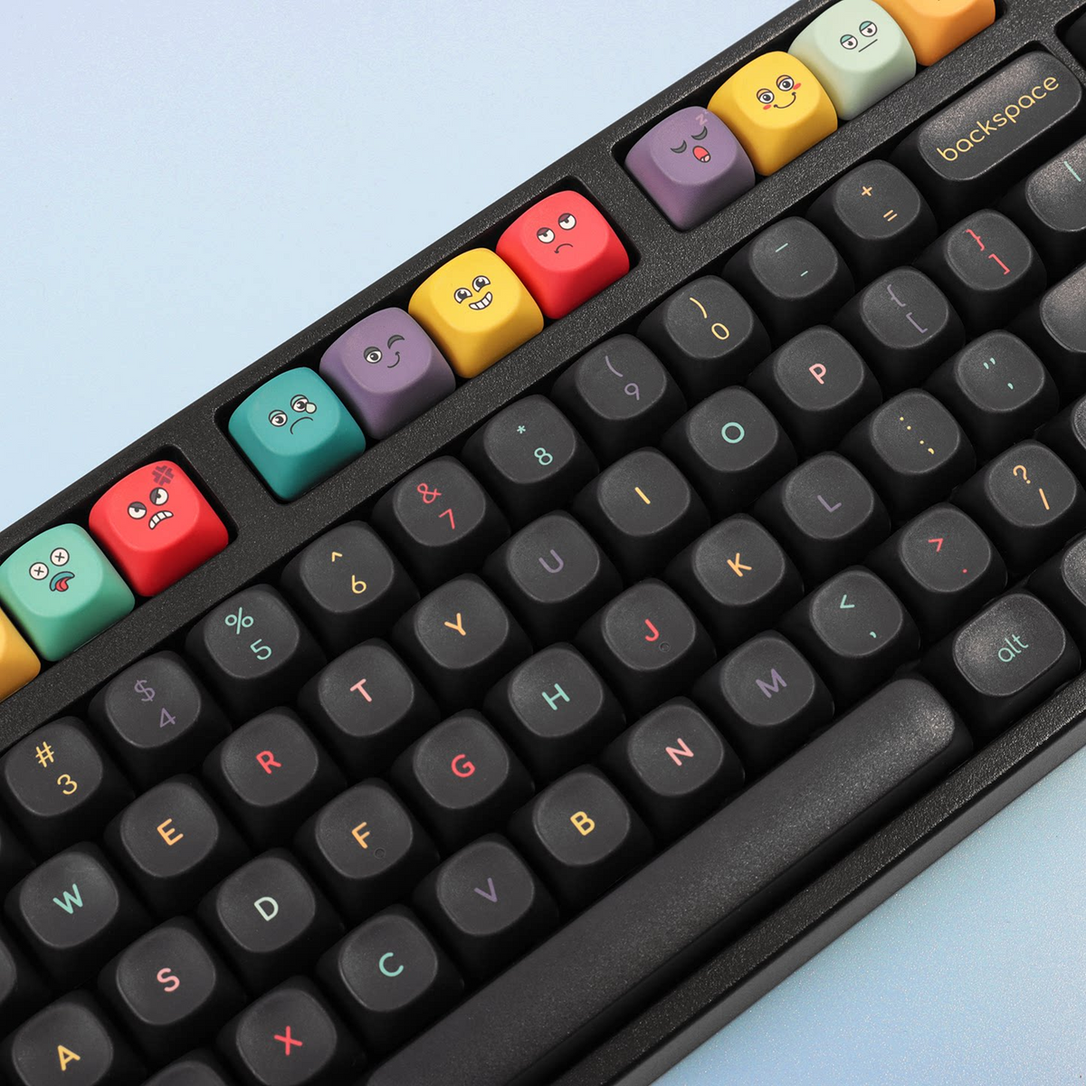 Mood Monsters Black PBT Keycap Set — 130-Key MOA Profile, Five-Sided Dye-Sub