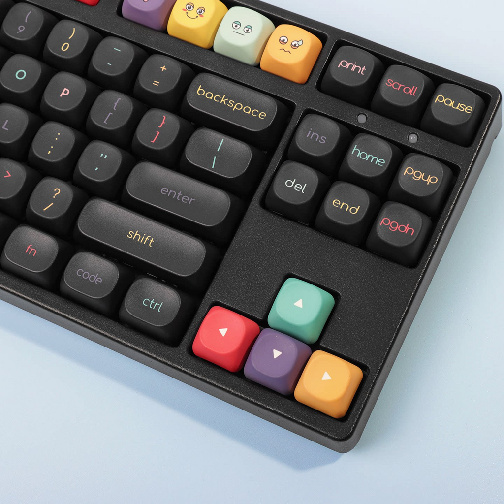 Mood Monsters Black PBT Keycap Set — 130-Key MOA Profile, Five-Sided Dye-Sub