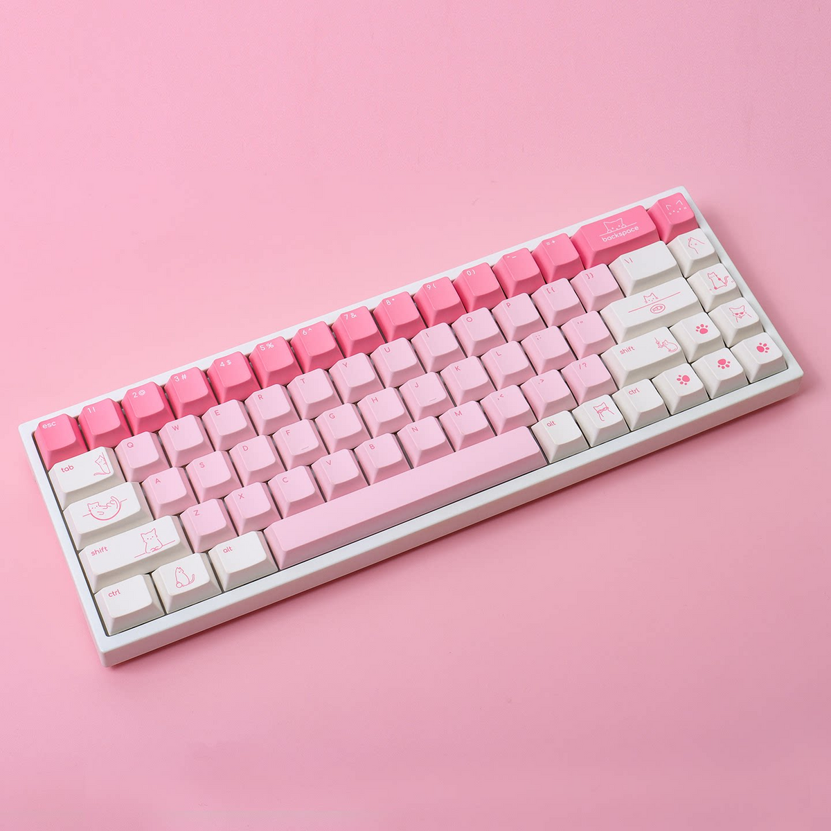 Pink Kitten PBT Keycap Set — 137-Key Cherry Profile, Five-Sided Dye-Sub