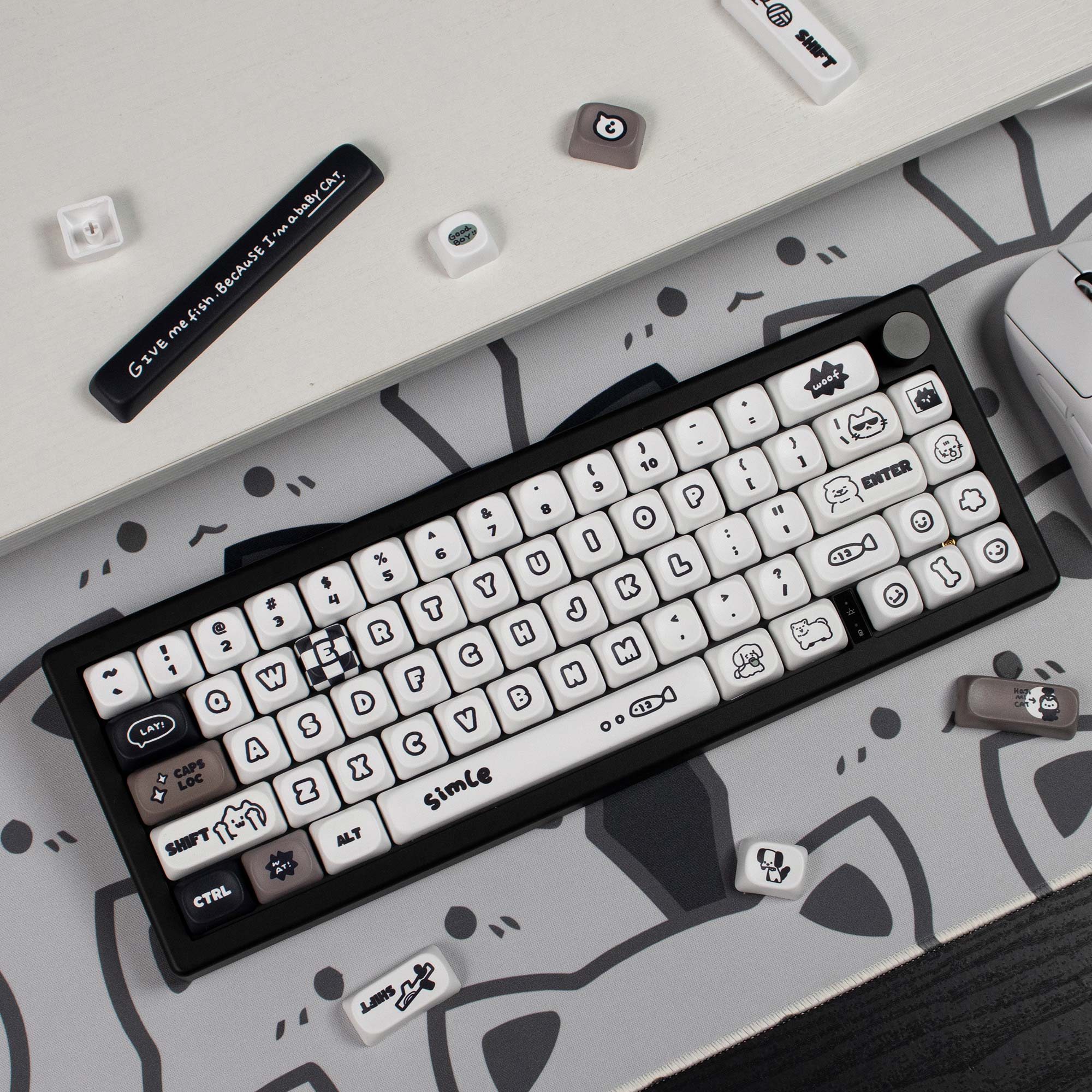 Cat & Dog MOA PBT Keycaps – Dye-Sub (131 Keys)