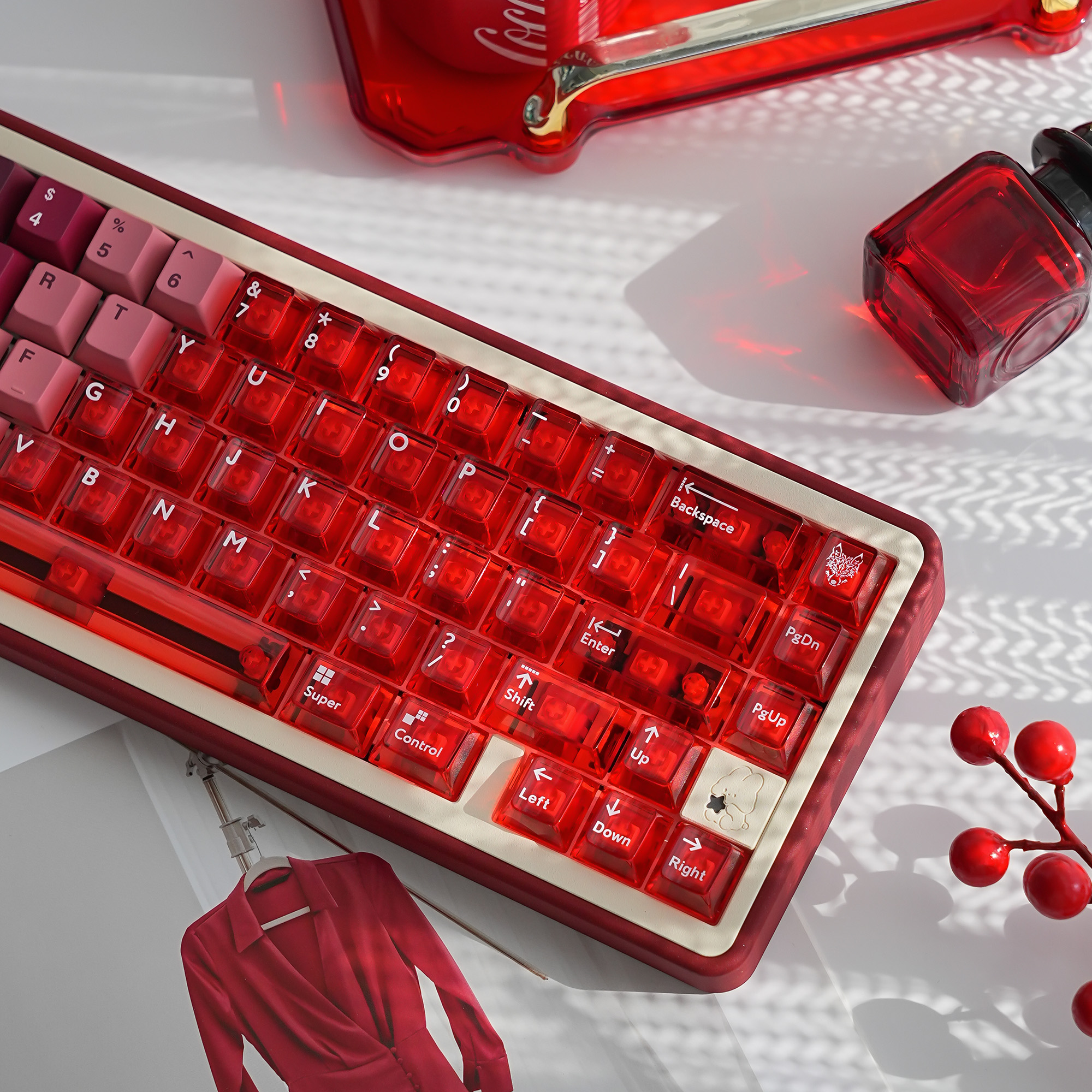 Crimson Flame Dragon PBT/PC Keycaps – Cherry Profile (207 Keys)
