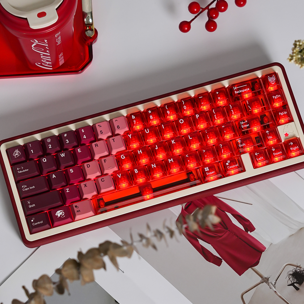Crimson Flame Dragon PBT/PC Keycaps – Cherry Profile (207 Keys)