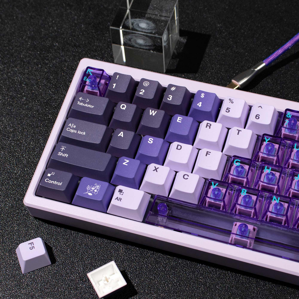 Lilac Gradient PBT/PC Keycaps – Cherry Profile (207 Keys)