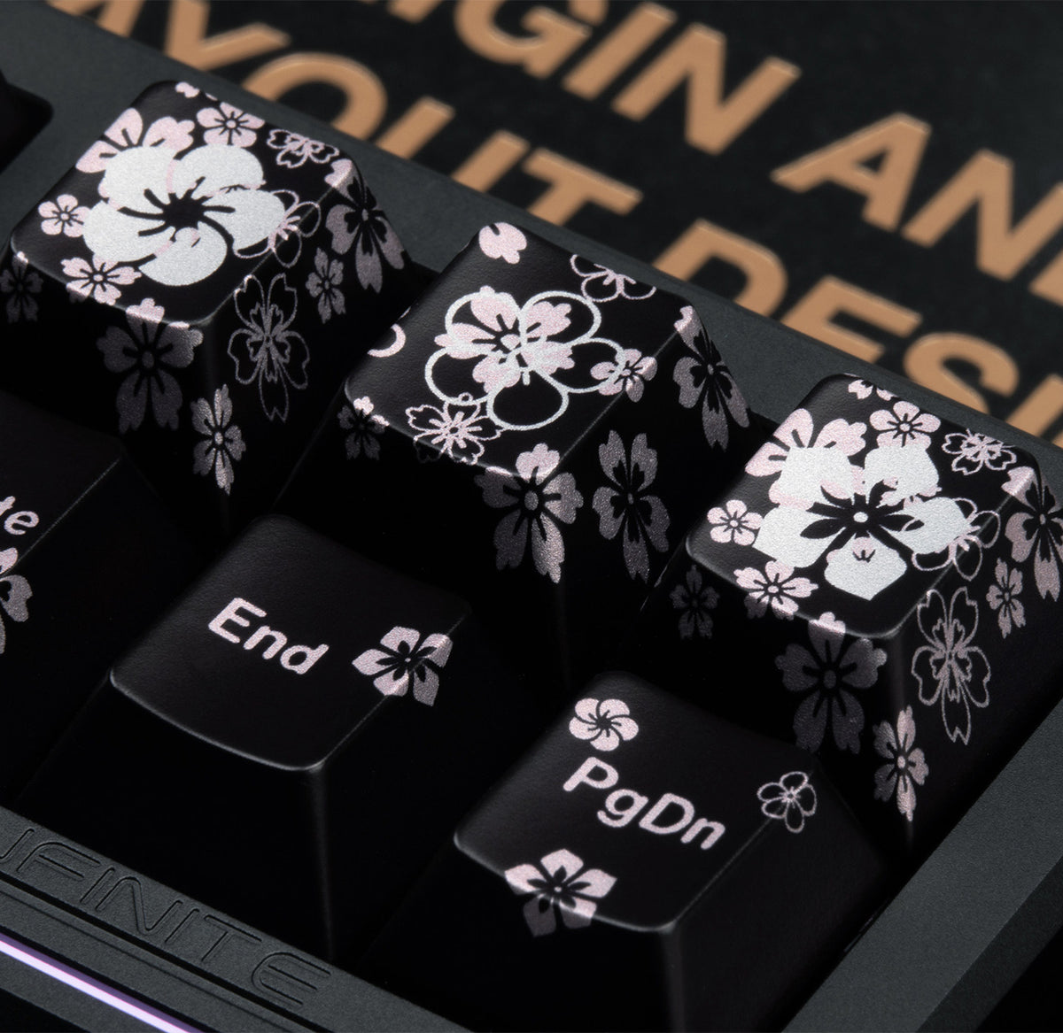 Sakura Spring Keycaps – 122-Key PBT Dye-Sublimated Set with Metallic Finish, Cherry Profile